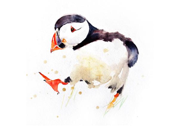 600x424 jen buckley art signed print of my original puffin watercolour