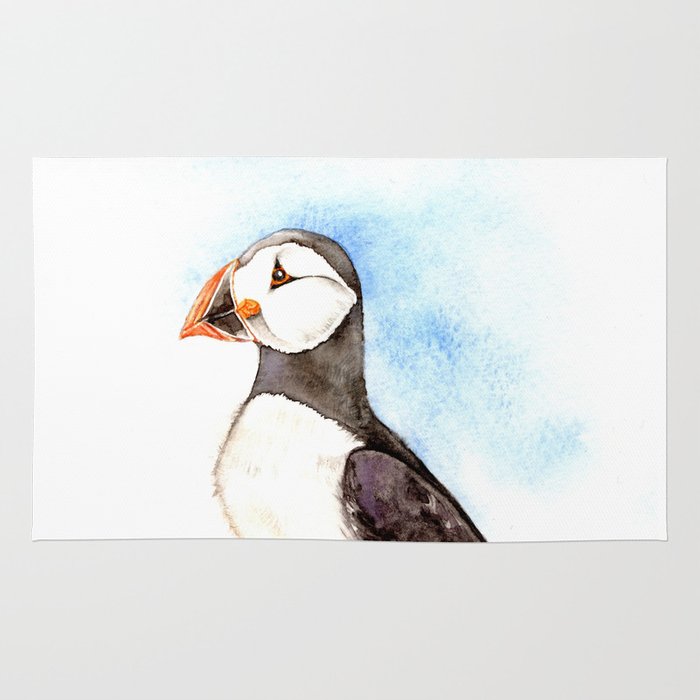 700x700 Puffin On A Rock Rug