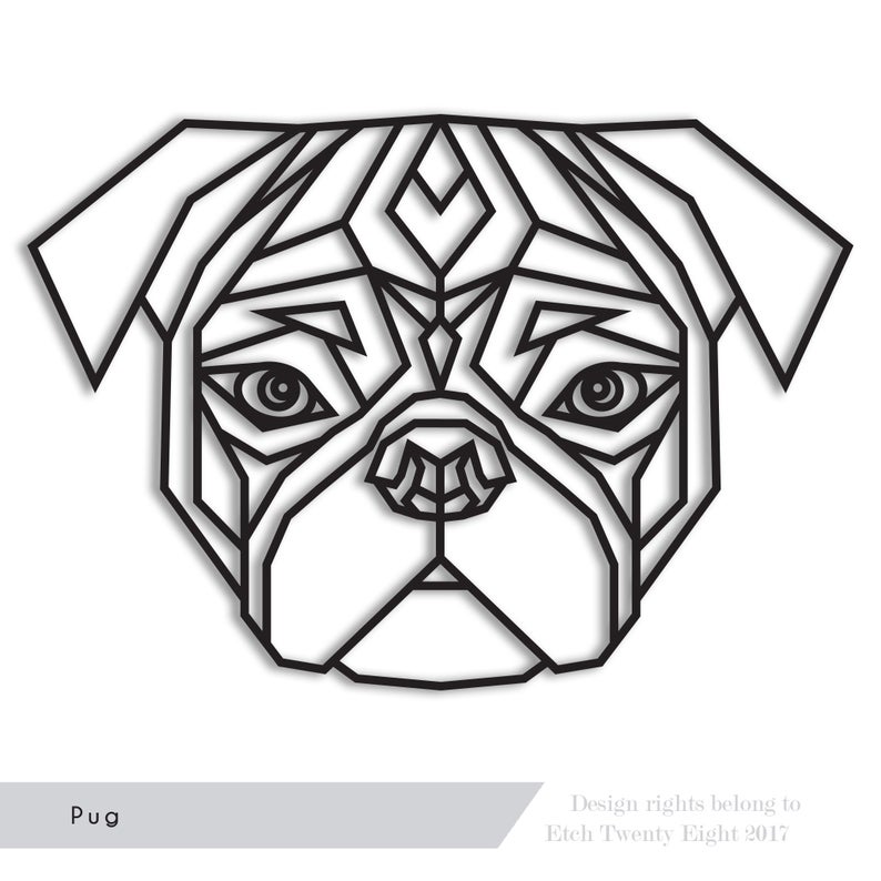 794x794 Geometric Pug Dog Head Wooden Wall Art Various Breeds Etsy