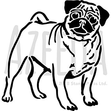 355x355 Large 'pug Dog' Wall Stencil Template