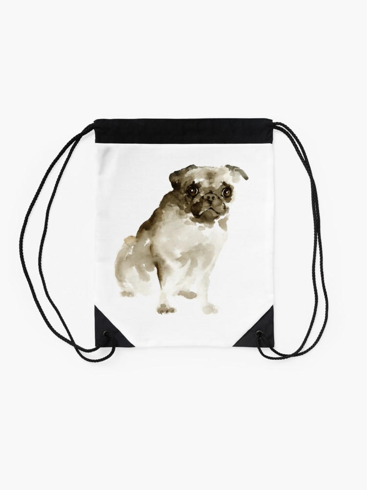 750x1000 Pug Dog Animal Poster Watercolor Painting Brown Drawing