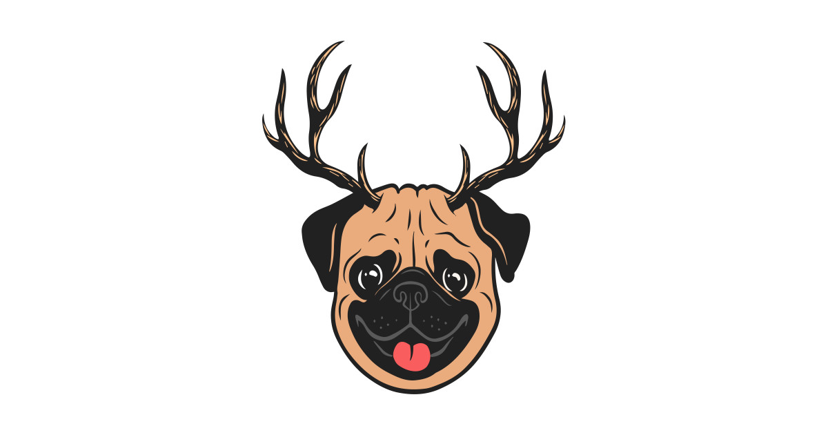 1200x630 Pug Dog Horn Deer T Shirt