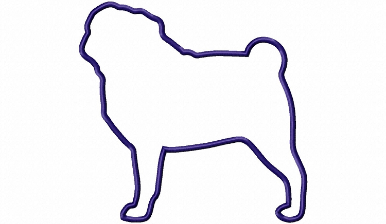 750x436 Applique Pug Dog Silhouette Machine Embroidery Design