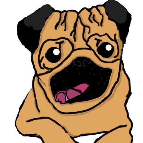 480x480 Print Of A Pug Digital Drawing Done