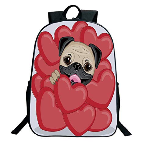 466x466 Kids School Backpack,pug,valentines Inspired Dog