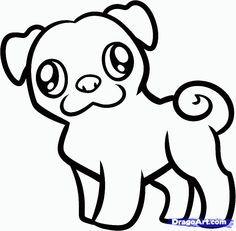 236x231 Pug Outline Puppies! Puppy Drawing, Art Drawings For Kids, Pug