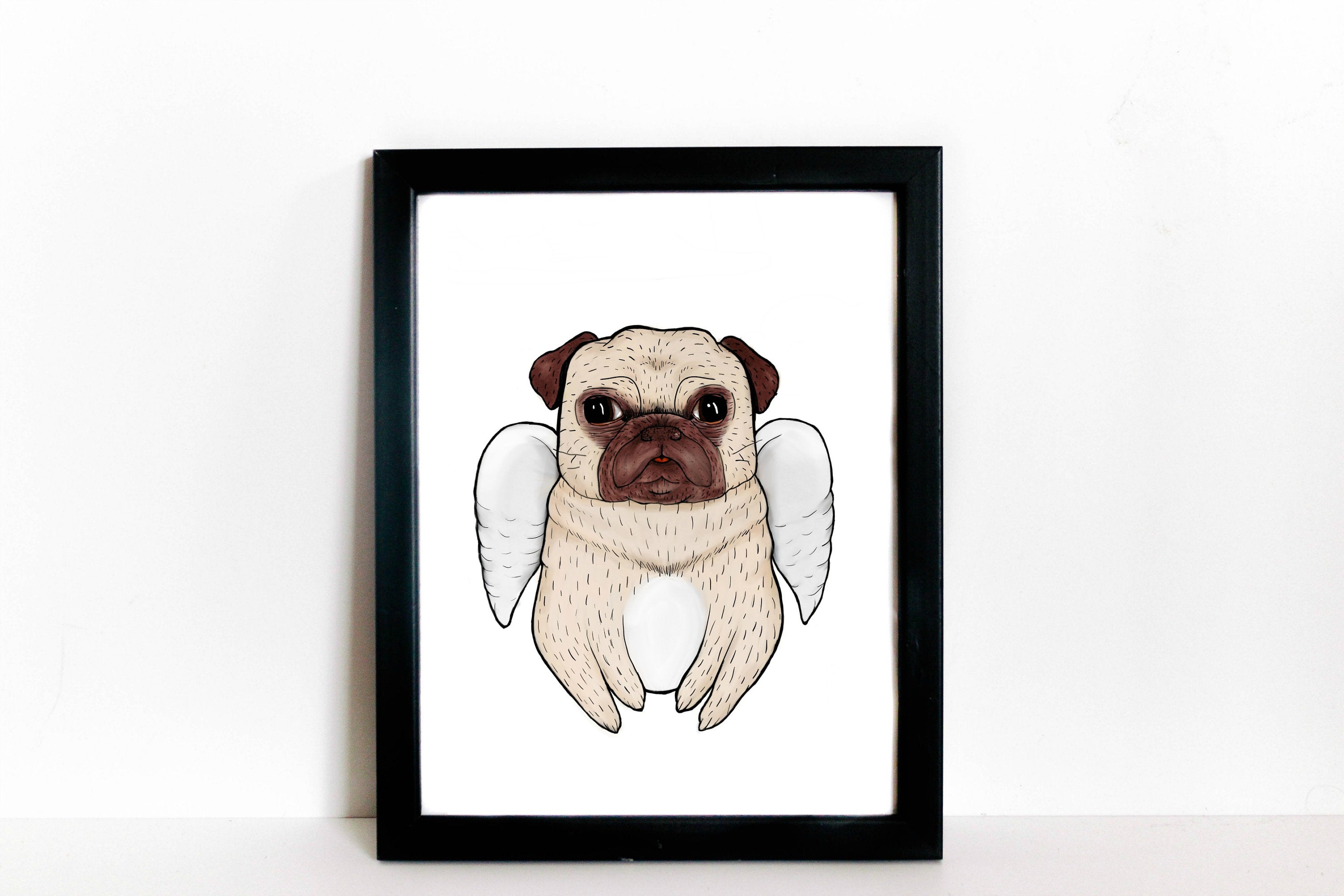 3000x2000 simple angel pug pet loss flying pug gift for any pug etsy