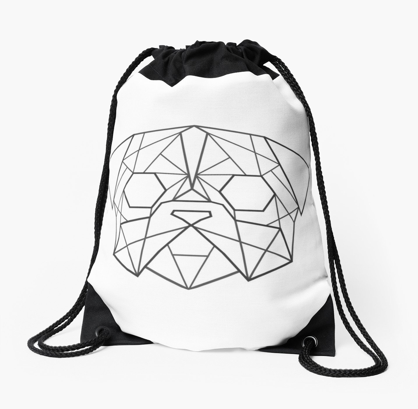 1435x1404 Geometric Pug Face Drawstring Bags