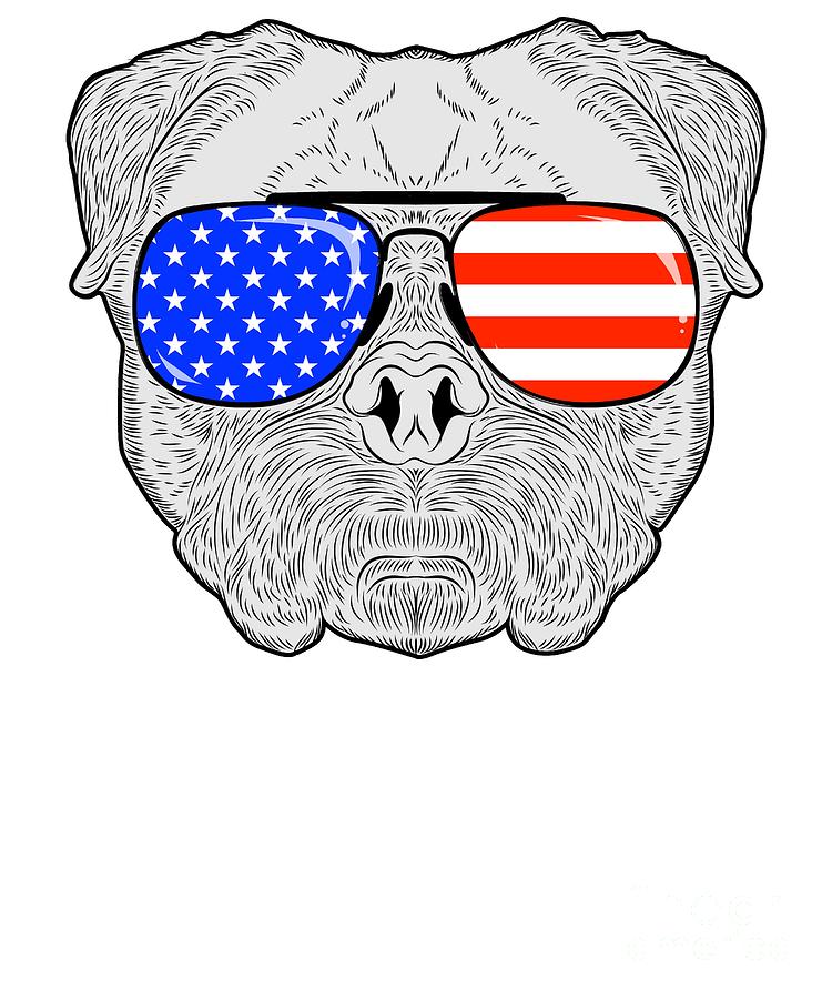 750x900 Patriotic July American Flag Pug Dog Face With Sunglasses
