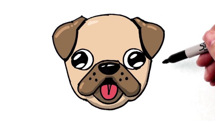 728x410 Pug Drawing Png Easy Of A Outline Step Black And White Face