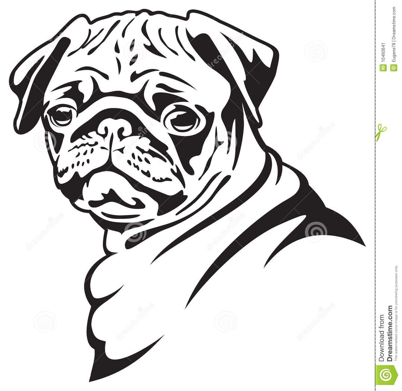 1334x1300 Silhouette Drawing Pug For Free Download