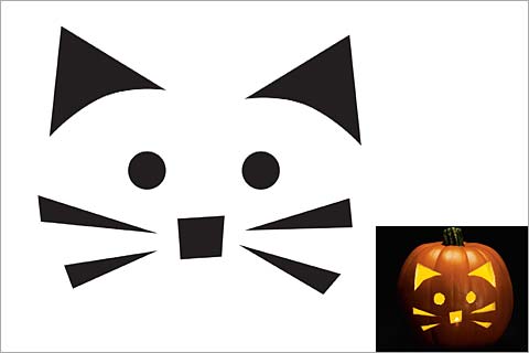 480x320 Cat Pumpkin Carving Patterns, Designs, Templates, Stencils