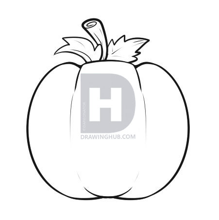 451x453 How To Draw Pumpkins, Step