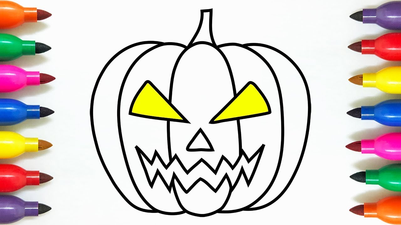 1280x720 How To Draw Halloween Pumpkin Coloring Pages For Kids Youtube Best
