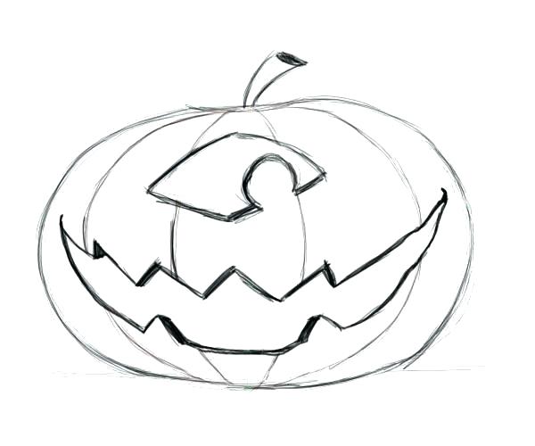 600x500 Drawing Pumpkin Drawing Pumpkin Faces Drawing Factory For Simple