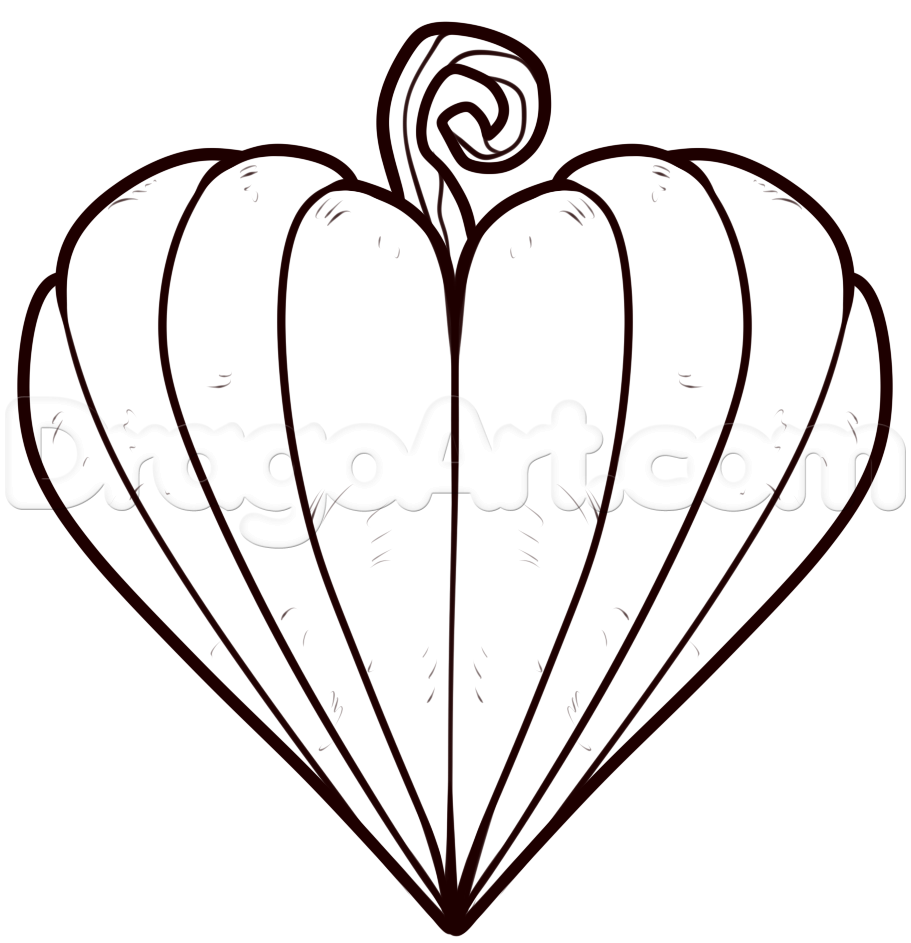 911x943 Drawing A Heart Shaped Pumpkin, Step