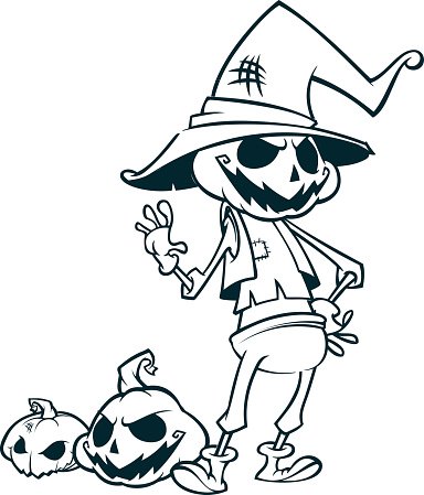384x449 Halloween Pumpkin Head Scarecrow Outlines Premium Clipart