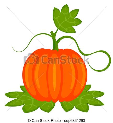 432x470 Pumpkin Plant Orange Pumpkin With Leaves Isolated Vector