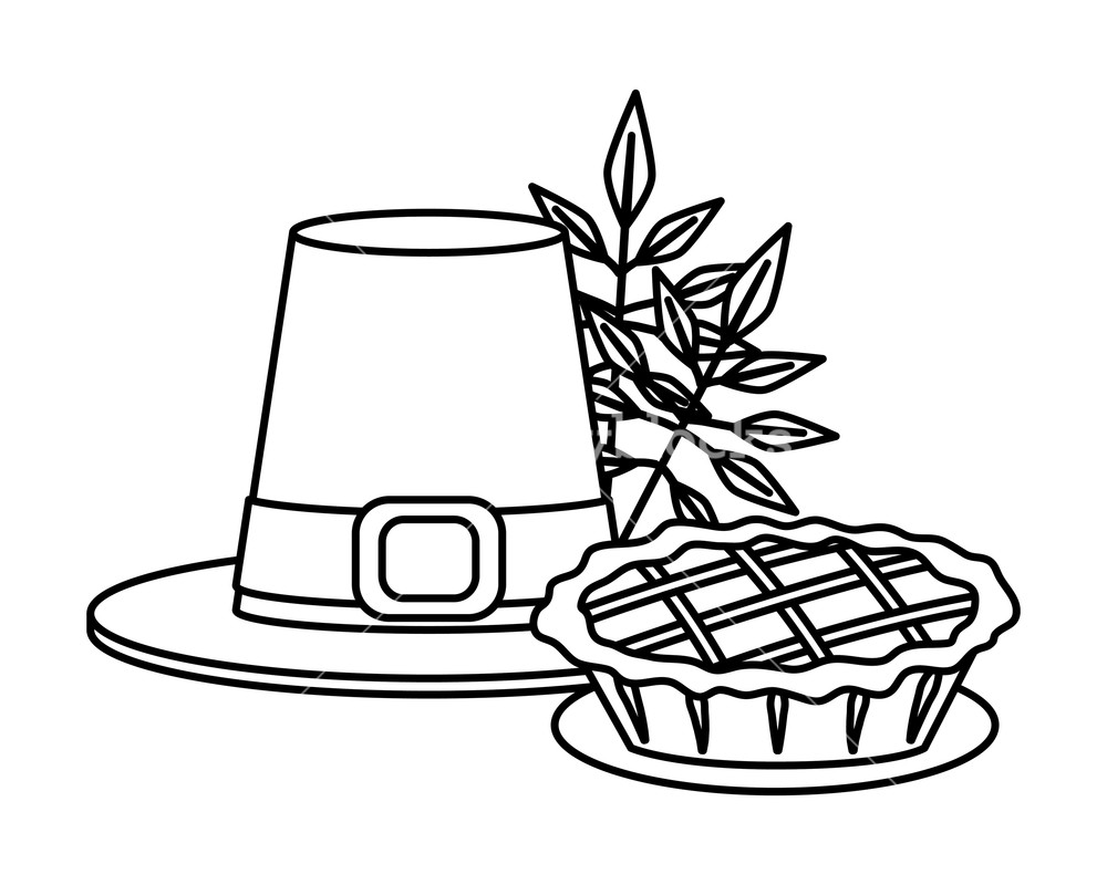 1000x800 Thanksgiving Day Pie Pumpkin With Pilgrim Hat And Autumn Leaves