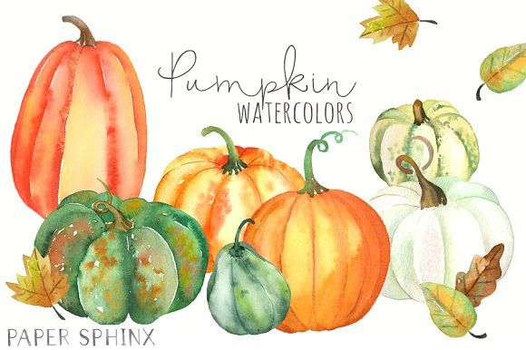 580x386 Watercolor Fall Pumpkins Pack