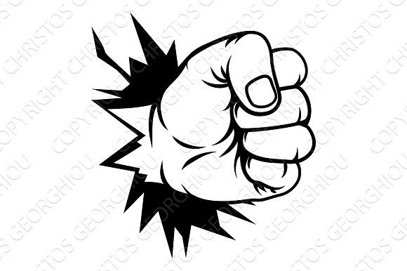 580x386 Fist Hand Punching Through Wall Graphics A Pop Art Comic Book