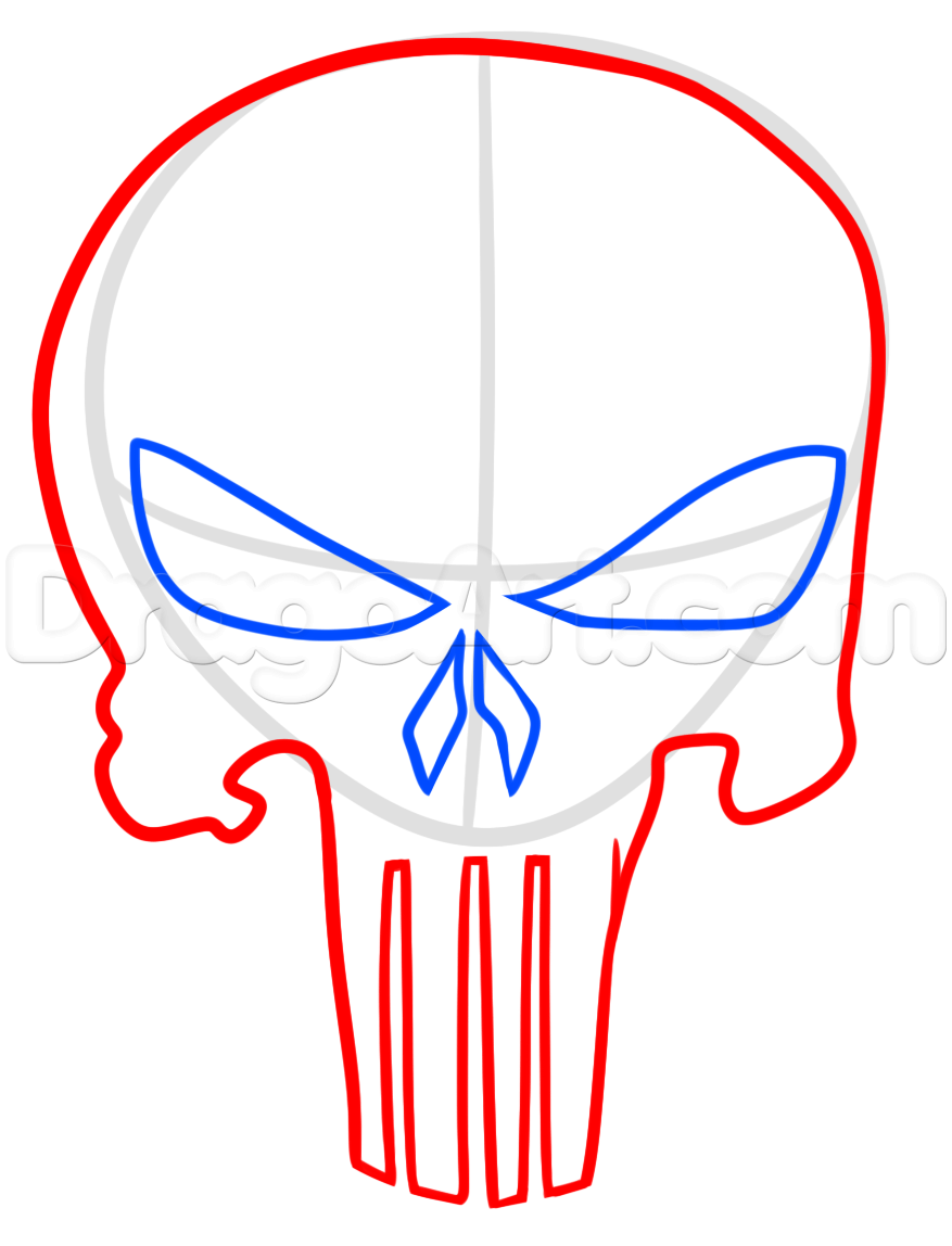 877x1148 Punisher Tattoo Drawing Tutorial, Step