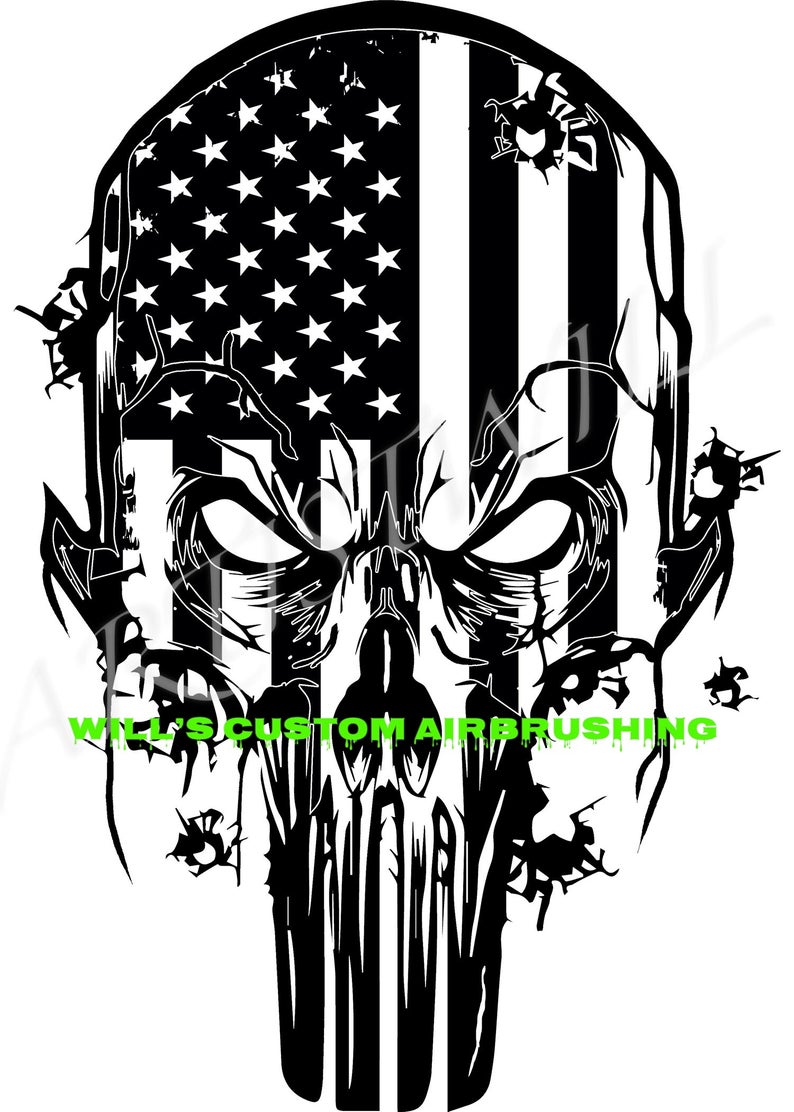 794x1112 The Wicked Punisher Skull American Flag Decal Etsy