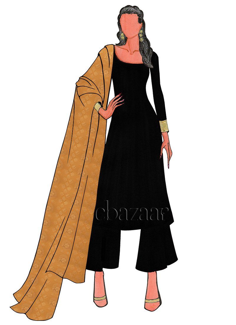 800x1100 buy black art raw silk full sleeve flared palazzo suit, printed