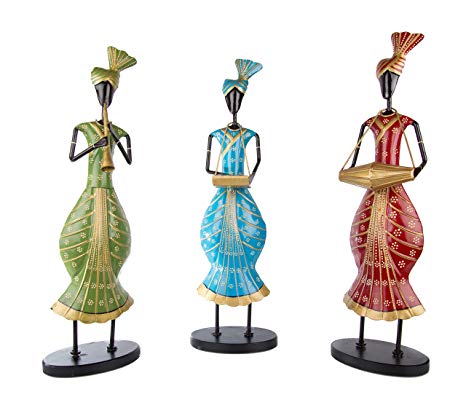 466x416 buy wrought iron painted set of three punjabi musician figurine