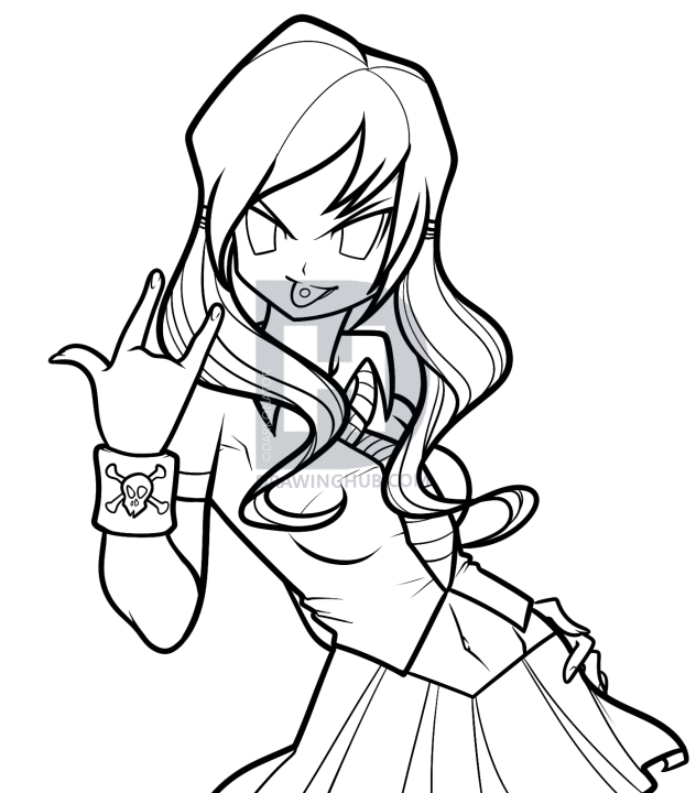 632x720 how to draw anime punk, punk girl, step