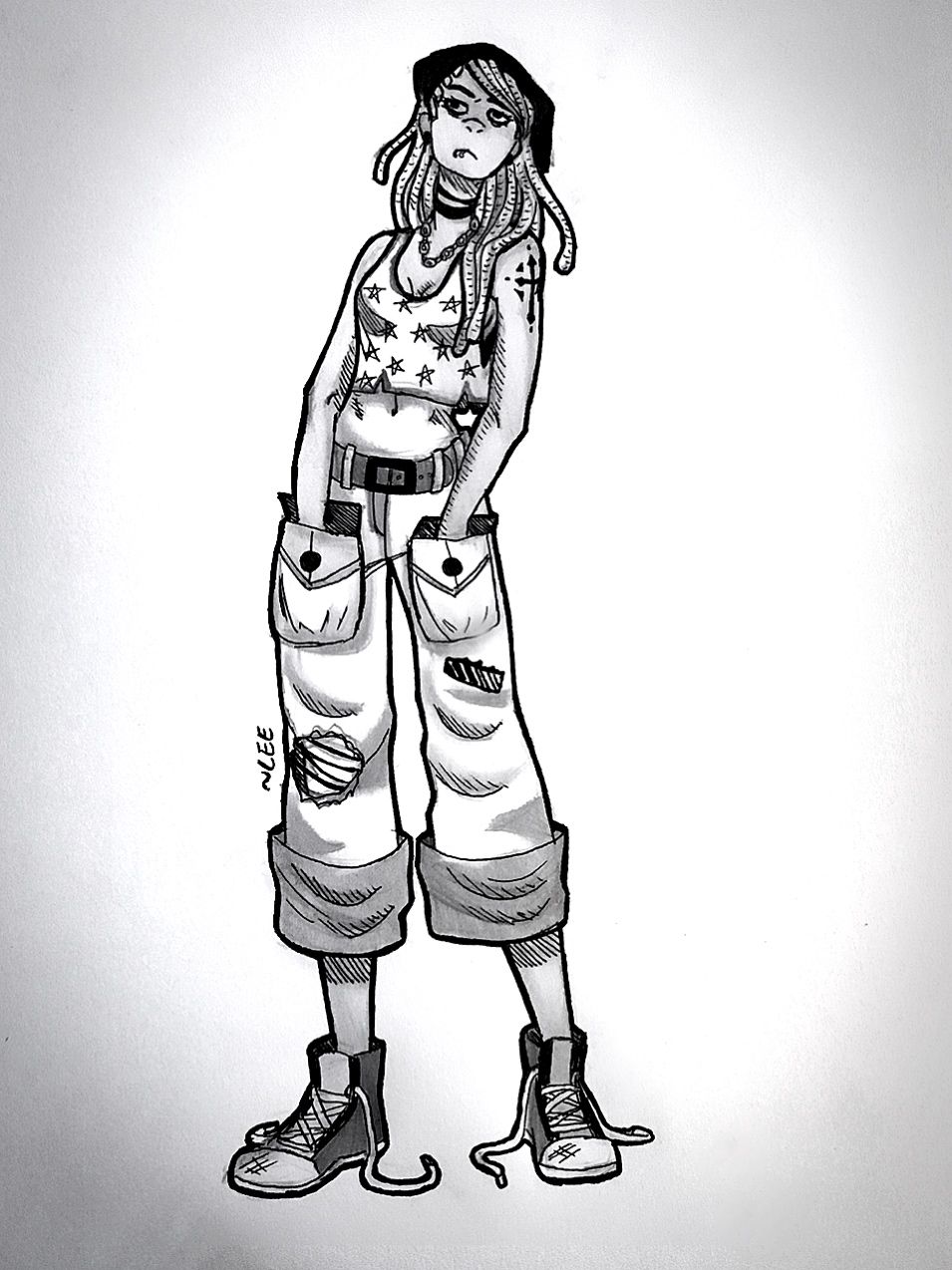 955x1274 Just A Punk Girl In A Bandana My Drawings Sketches, Drawings