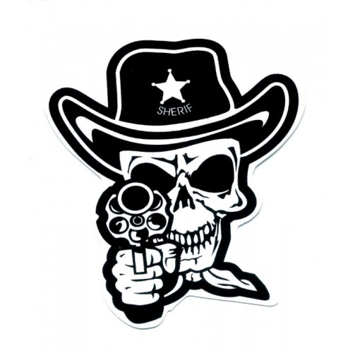 500x500 Skull Sheriff Cowboy Punk Rock Gun Pistol Sticker