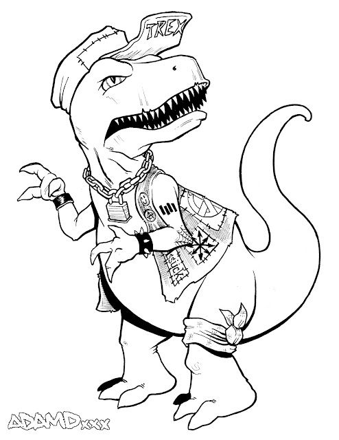 494x640 Xadamdx Punk Rock T Rex, Dinosaur Surrounded