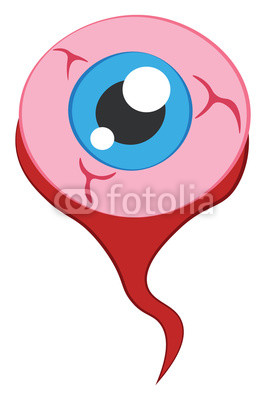 266x400 clipart of an eyeball representing its parts like veins blue pupil