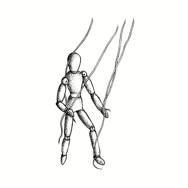 630x630 Black And White Ink Drawing Of A Puppet Doll