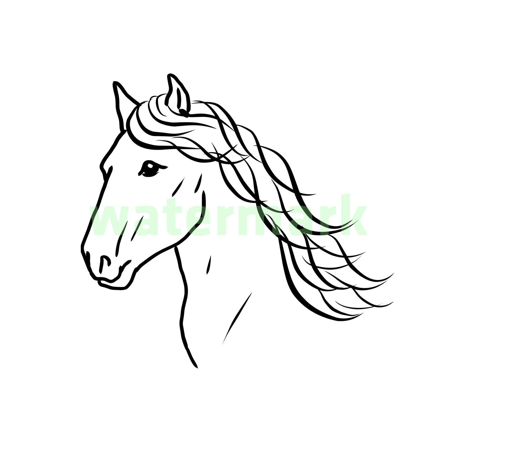 1696x1500 Head Of Horse Hand Drawing Svgjpg Hand Drawing Instant Etsy