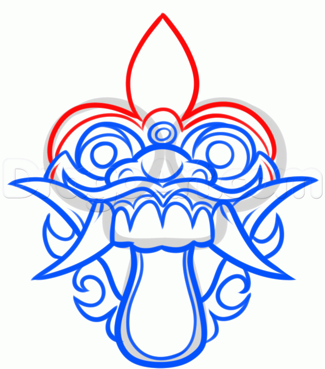 668x758 draw a balinese mask, bali mask, step