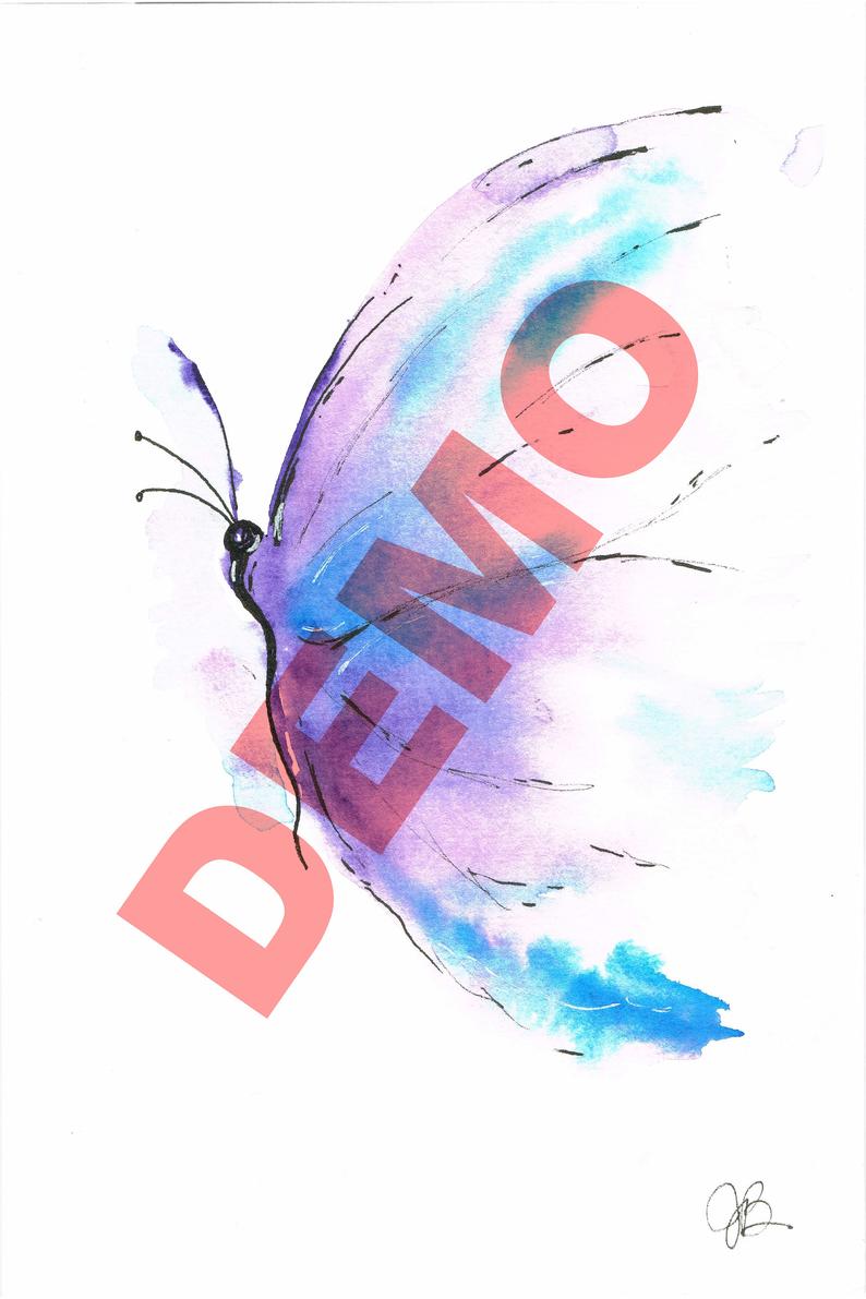 794x1191 Purple Butterfly Watercolor Digital Art Etsy