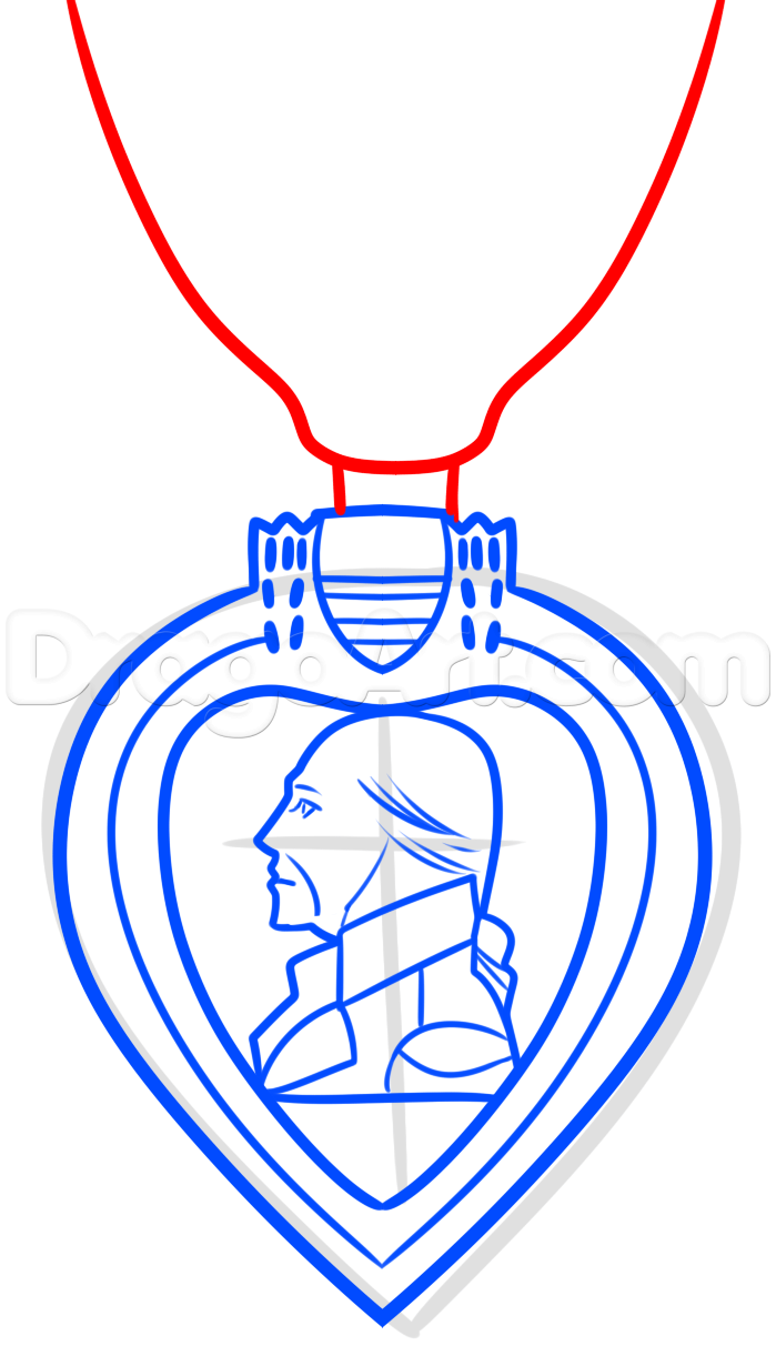699x1212 Drawing The Purple Heart Medal, Step