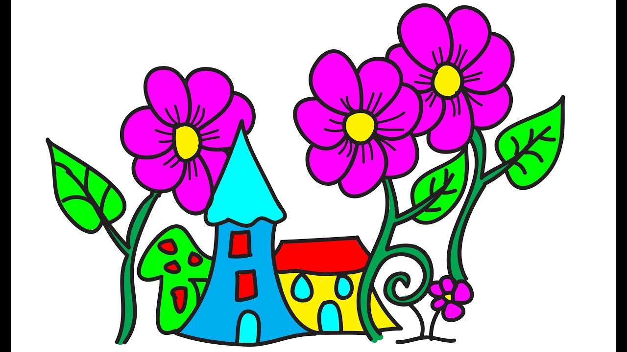 1280x720 How To Draw Flower Flower Drawing Color, Drawing For Kids