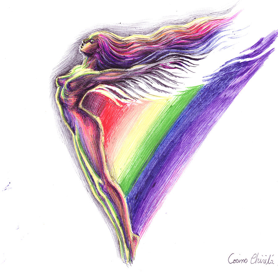 900x881 Rainbow Angel Iris Goddess Drawing Painting
