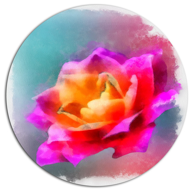 640x640 Handmade Purple Rose Drawing, Floral Round Wall Art