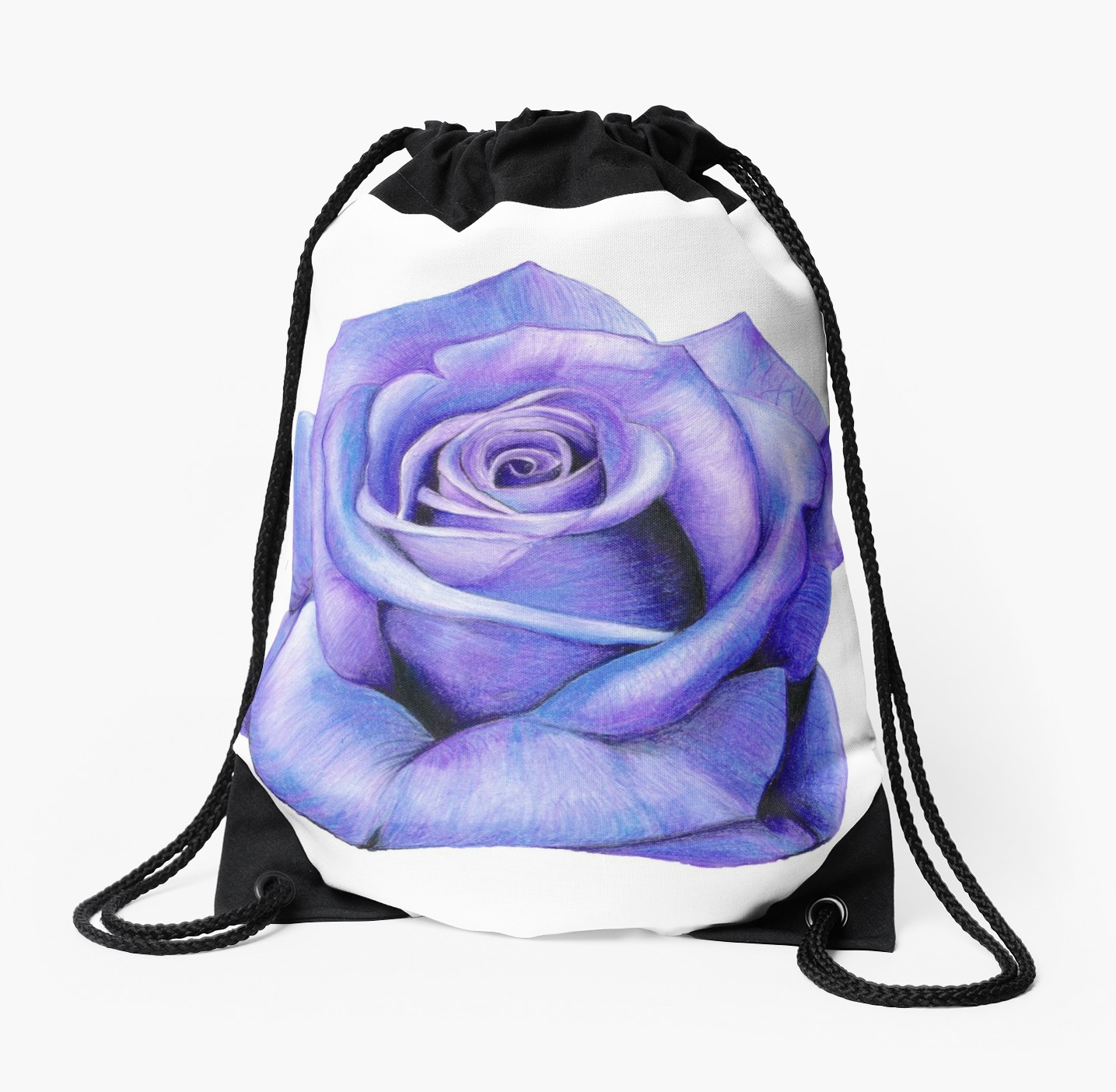1435x1404 Purple Rose Drawing Drawstring Bag