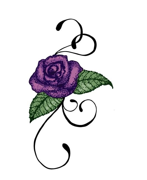 609x742 Purple Rose Dark Drawing