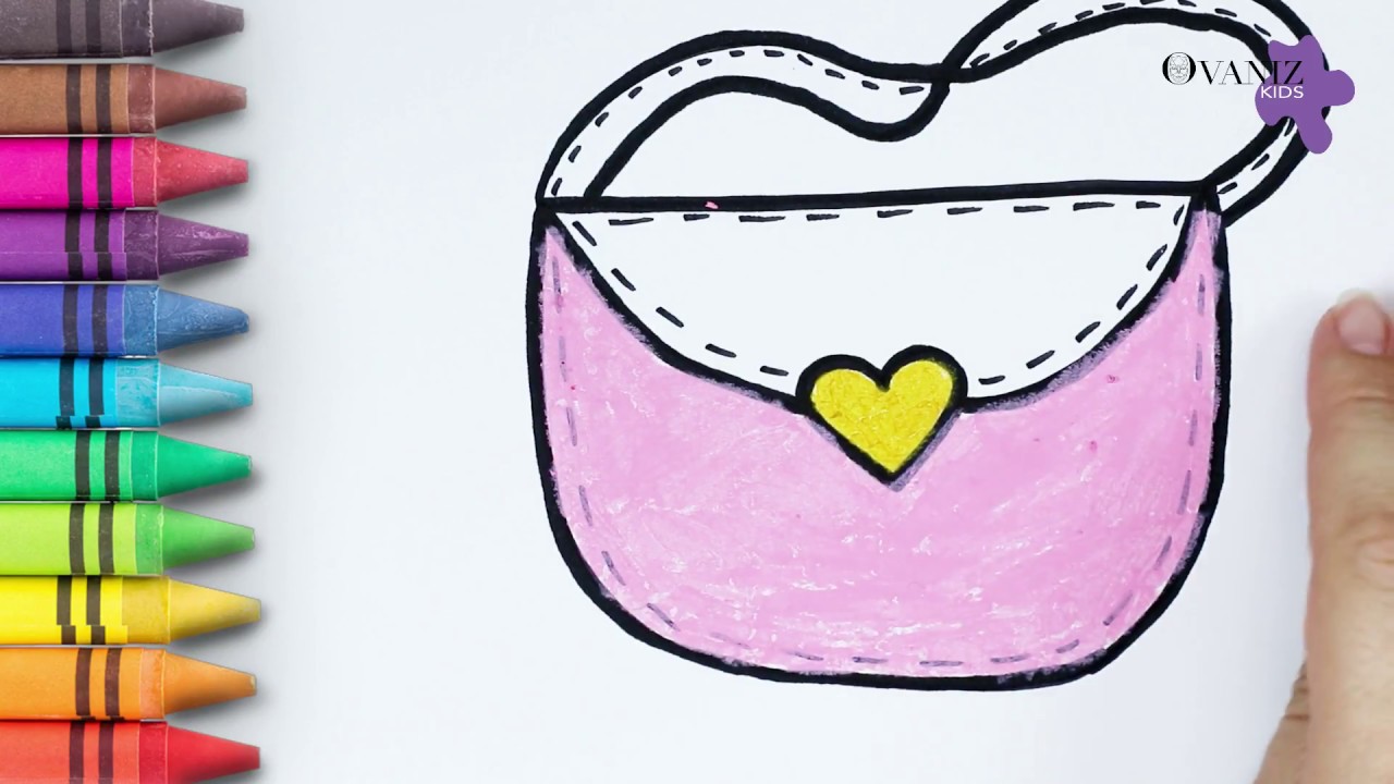 1280x720 Glitter Heart Handbag Drawing And Coloring Kids How To Draw