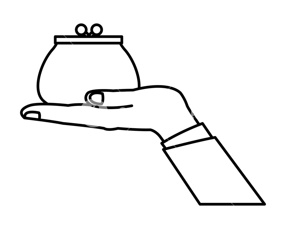 1000x800 Coins Purse With Arm Drawing In White Background Vector
