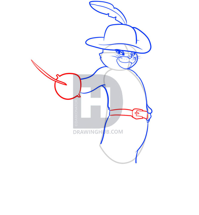 667x720 How To Draw Puss In Boots, Shrek, Step