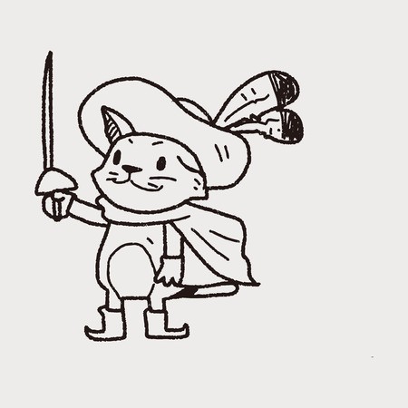 450x450 Puss In Boots Doodle Royalty Free Vector Graphics