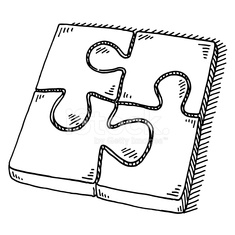 235x235 Puzzle Four Jigsaw Pieces Drawing Stock Photos