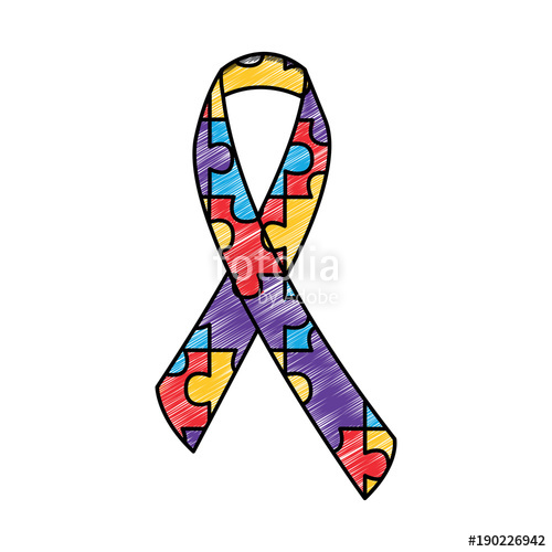 500x500 autism awareness ribbon made with jigsaw puzzle vector
